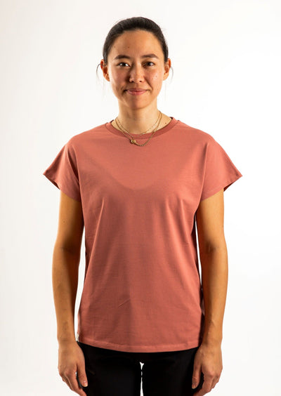 Mountain Tales Design, Womens T-shirt, Cap sleeve, Ecological cotton, Pink, Rose