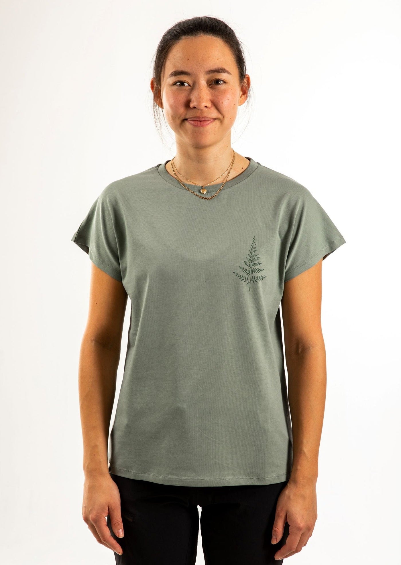 Mountain Tales Design, Womens T-shirt, Cap sleeve, Ecological cotton, Green, Sage
