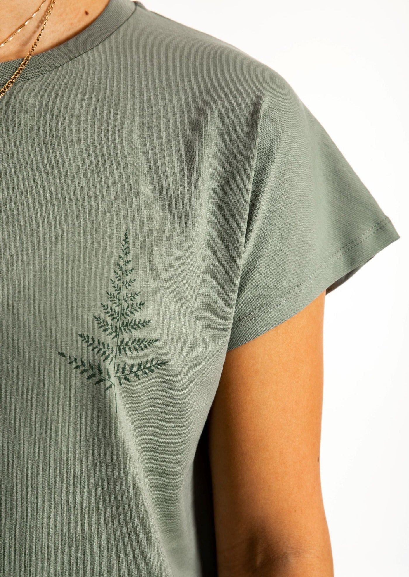 Mountain Tales Design, Womens T-shirt, Cap sleeve, Ecological cotton, Green, Sage